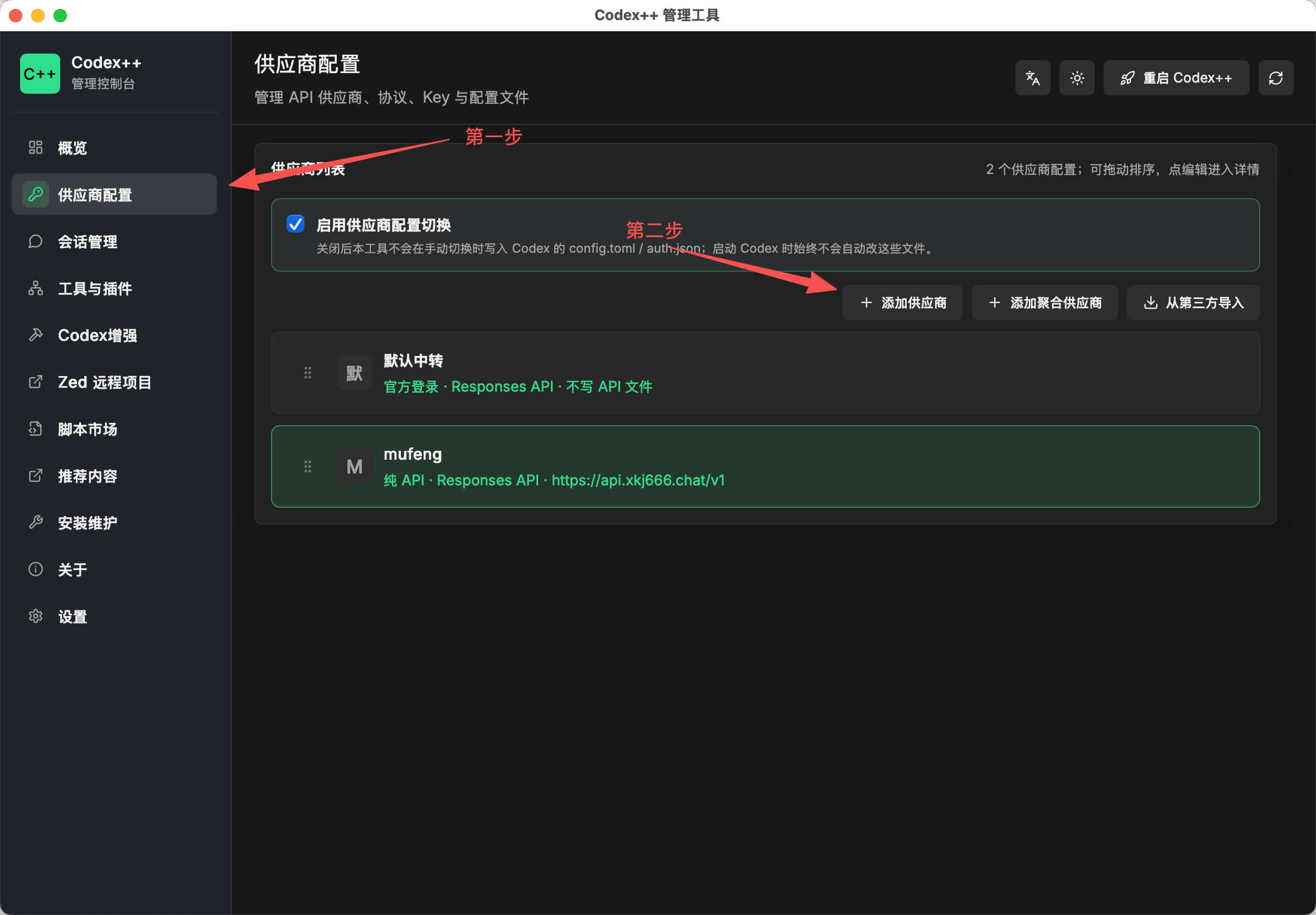 Codex++ 配置界面